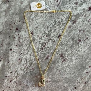 NWT Gemelli Bejeweled Gold Initial “J” Necklace